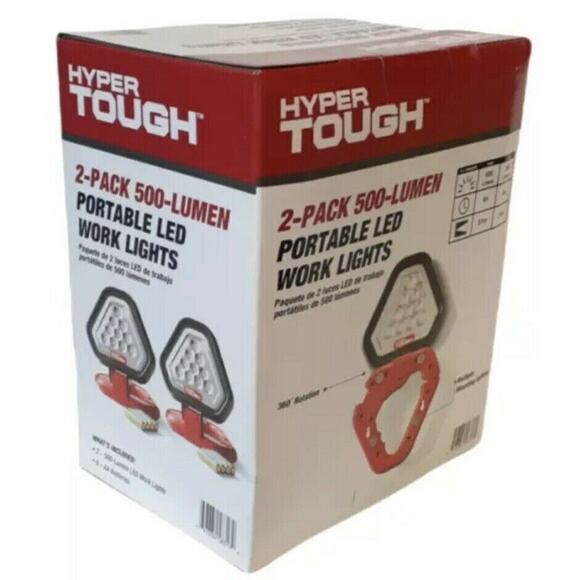 HyperTough 2-pack 500 Lumen Portable LED Work Light Model LM58317-2 Battery Op - Picture 2 of 5